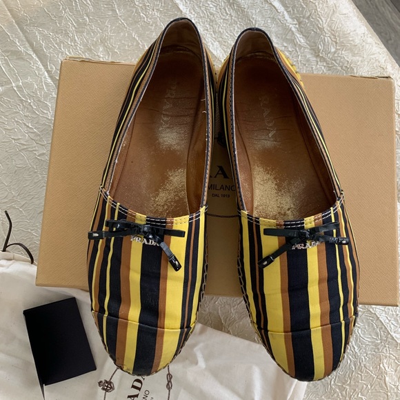 Prada espadrilles in black/brown/yellow stripes - Picture 4 of 6